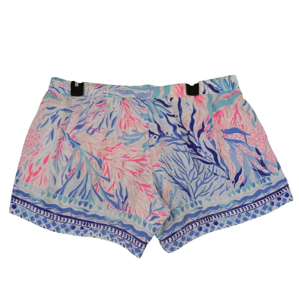Lilly Pulitzer Callahan Coral Reef Print Pull On Shorts Women M Drawstring Beach